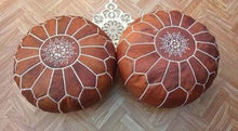 Load image into Gallery viewer, set of two leather ottoman
