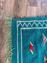 Load image into Gallery viewer, Kilim wool rug - Teal - 245cm x 140cm

