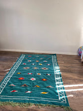 Load image into Gallery viewer, Kilim wool rug - Teal - 245cm x 140cm
